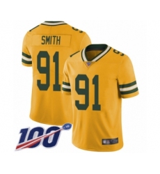 Men's Green Bay Packers #91 Preston Smith Limited Gold Rush Vapor Untouchable 100th Season Football Jersey