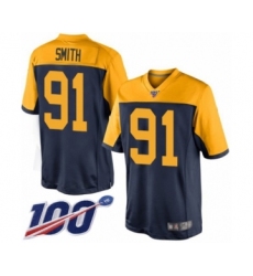 Men's Green Bay Packers #91 Preston Smith Limited Navy Blue Alternate 100th Season Football Jersey