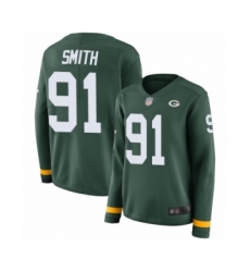 Women's Green Bay Packers #91 Preston Smith Limited Green Therma Long Sleeve Football Jersey