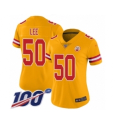 Women's Kansas City Chiefs #50 Darron Lee Limited Gold Inverted Legend 100th Season Football Jersey