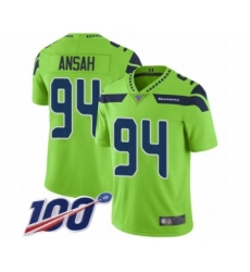 Men's Seattle Seahawks #94 Ezekiel Ansah Limited Green Rush Vapor Untouchable 100th Season Football Jersey