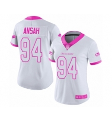 Women's Seattle Seahawks #94 Ezekiel Ansah Limited White Pink Rush Fashion Football Jersey