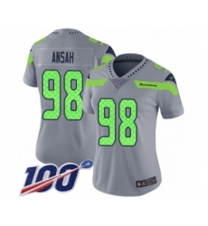 Women's Seattle Seahawks #98 Ezekiel Ansah Limited Silver Inverted Legend 100th Season Football Jersey
