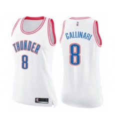 Women's Oklahoma City Thunder #8 Danilo Gallinari Swingman White Pink Fashion Basketball Jersey