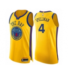 Men's Golden State Warriors #4 Omari Spellman Authentic Gold Basketball Jersey - City Edition