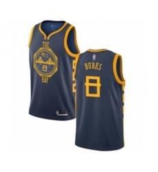 Men's Golden State Warriors #8 Alec Burks Authentic Navy Blue Basketball Jersey - City Edition