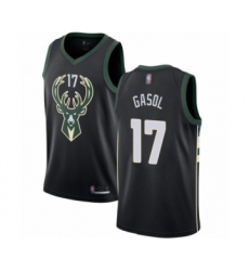 Men's Milwaukee Bucks #17 Pau Gasol Authentic Black Basketball Jersey - Statement Edition