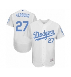 Men's Los Angeles Dodgers #27 Alex Verdugo Authentic White 2016 Father's Day Fashion Flex Base Baseball Player Jersey