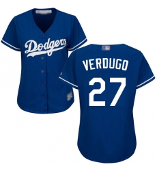 Women's Los Angeles Dodgers #27 Alex Verdugo Blue Alternate Stitched Baseball Jersey