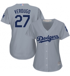 Women's Los Angeles Dodgers #27 Alex Verdugo Grey Alternate Road Stitched Baseball Jersey