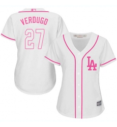 Women's Los Angeles Dodgers #27 Alex Verdugo White Pink Fashion Stitched Baseball Jersey