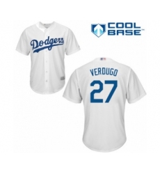 Youth Los Angeles Dodgers #27 Alex Verdugo Authentic White Home Cool Base Baseball Player Jersey