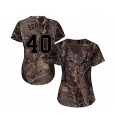 Women's Atlanta Braves #40 Mike Soroka Authentic Camo Realtree Collection Flex Base Baseball Jersey