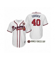 Youth 2019 Armed Forces Day Mike Soroka #40 Atlanta Braves White Jersey