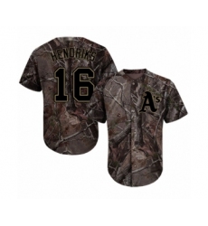 Men's Oakland Athletics #16 Liam Hendriks Authentic Camo Realtree Collection Flex Base Baseball Jersey