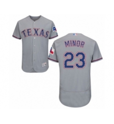 Men's Texas Rangers #23 Mike Minor Grey Road Flex Base Authentic Collection Baseball Jersey