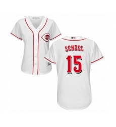 Women's Cincinnati Reds #15 Nick Senzel Authentic White Home Cool Base Baseball Jersey