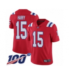 Men's New England Patriots #15 NKeal Harry Red Alternate Vapor Untouchable Limited Player 100th Season Football Jersey