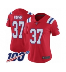 Women's New England Patriots #37 Damien Harris Red Alternate Vapor Untouchable Limited Player 100th Season Football Jersey
