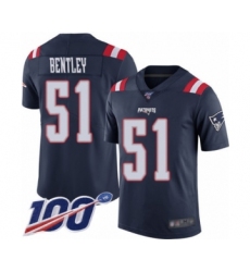 Men's New England Patriots #51 JaWhaun Bentley Limited Navy Blue Rush Vapor Untouchable 100th Season Football Jersey