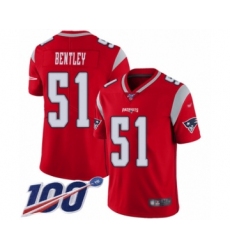 Men's New England Patriots #51 JaWhaun Bentley Limited Red Inverted Legend 100th Season Football Jersey