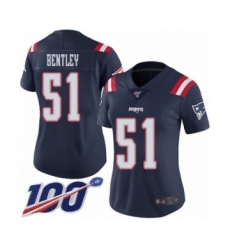 Women's New England Patriots #51 JaWhaun Bentley Limited Navy Blue Rush Vapor Untouchable 100th Season Football Jersey