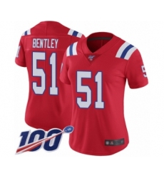 Women's New England Patriots #51 JaWhaun Bentley Red Alternate Vapor Untouchable Limited Player 100th Season Football Jersey