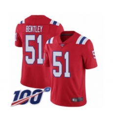 Youth New England Patriots #51 JaWhaun Bentley Red Alternate Vapor Untouchable Limited Player 100th Season Football Jersey