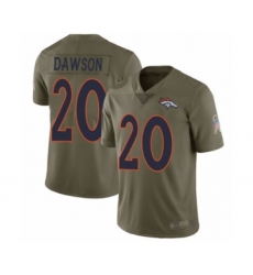 Men's Denver Broncos #20 Duke Dawson Limited Olive 2017 Salute to Service Football Jersey