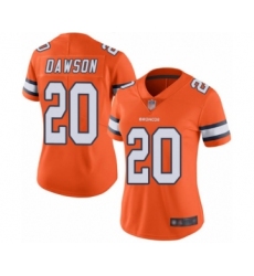 Women's Denver Broncos #20 Duke Dawson Limited Orange Rush Vapor Untouchable Football Jersey