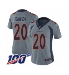 Women's Denver Broncos #20 Duke Dawson Limited Silver Inverted Legend 100th Season Football Jersey