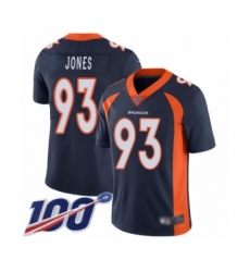 Men's Denver Broncos #93 Dre'Mont Jones Navy Blue Alternate Vapor Untouchable Limited Player 100th Season Football Jersey