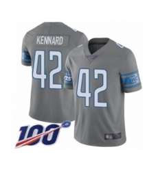 Men's Detroit Lions #42 Devon Kennard Limited Steel Rush Vapor Untouchable 100th Season Football Jersey