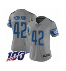 Women's Detroit Lions #42 Devon Kennard Limited Gray Inverted Legend 100th Season Football Jersey