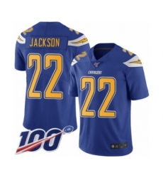 Men's Los Angeles Chargers #22 Justin Jackson Limited Electric Blue Rush Vapor Untouchable 100th Season Football Jersey