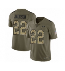 Men's Los Angeles Chargers #22 Justin Jackson Limited Olive Camo 2017 Salute to Service Football Jersey