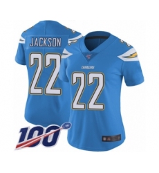 Women's Los Angeles Chargers #22 Justin Jackson Electric Blue Alternate Vapor Untouchable Limited Player 100th Season Football Jersey