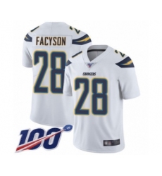 Men's Los Angeles Chargers #28 Brandon Facyson White Vapor Untouchable Limited Player 100th Season Football Jersey