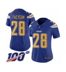 Women's Los Angeles Chargers #28 Brandon Facyson Limited Electric Blue Rush Vapor Untouchable 100th Season Football Jersey