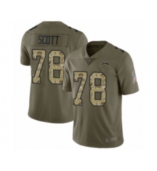 Men's Los Angeles Chargers #78 Trent Scott Limited Olive Camo 2017 Salute to Service Football Jersey