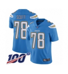 Youth Los Angeles Chargers #78 Trent Scott Electric Blue Alternate Vapor Untouchable Limited Player 100th Season Football Jersey
