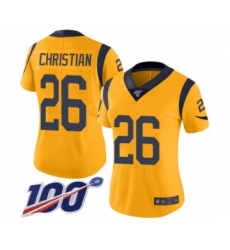 Women's Los Angeles Rams #26 Marqui Christian Limited Gold Rush Vapor Untouchable 100th Season Football Jersey