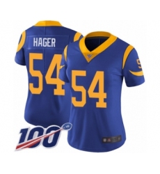 Women's Los Angeles Rams #54 Bryce Hager Royal Blue Alternate Vapor Untouchable Limited Player 100th Season Football Jersey