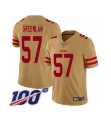 Men's San Francisco 49ers #57 Dre Greenlaw Limited Gold Inverted Legend 100th Season Football Jersey