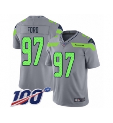 Men's Seattle Seahawks #97 Poona Ford Limited Silver Inverted Legend 100th Season Football Jersey