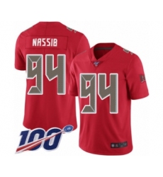Men's Tampa Bay Buccaneers #94 Carl Nassib Limited Red Rush Vapor Untouchable 100th Season Football Jersey