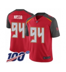Men's Tampa Bay Buccaneers #94 Carl Nassib Red Team Color Vapor Untouchable Limited Player 100th Season Football Jersey