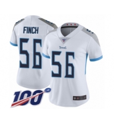 Women's Tennessee Titans #56 Sharif Finch White Vapor Untouchable Limited Player 100th Season Football Jersey