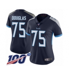Women's Tennessee Titans #75 Jamil Douglas Navy Blue Team Color Vapor Untouchable Limited Player 100th Season Football Jersey