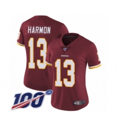 Women's Washington Redskins #13 Kelvin Harmon Burgundy Red Team Color Vapor Untouchable Limited Player 100th Season Football Jersey